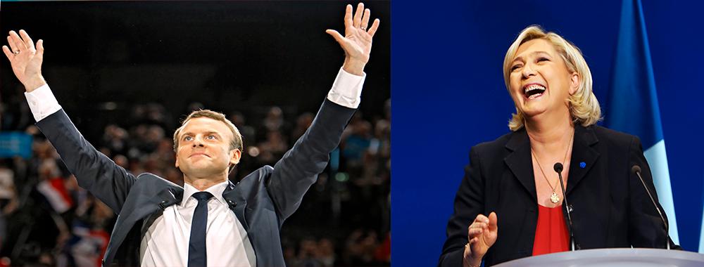 Emmanuel Macron och Marine Le Pen vann den första valomgången i Frankrike.