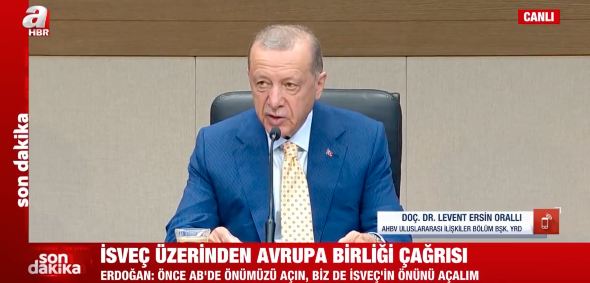 Erdogan under tv-framträdandet 