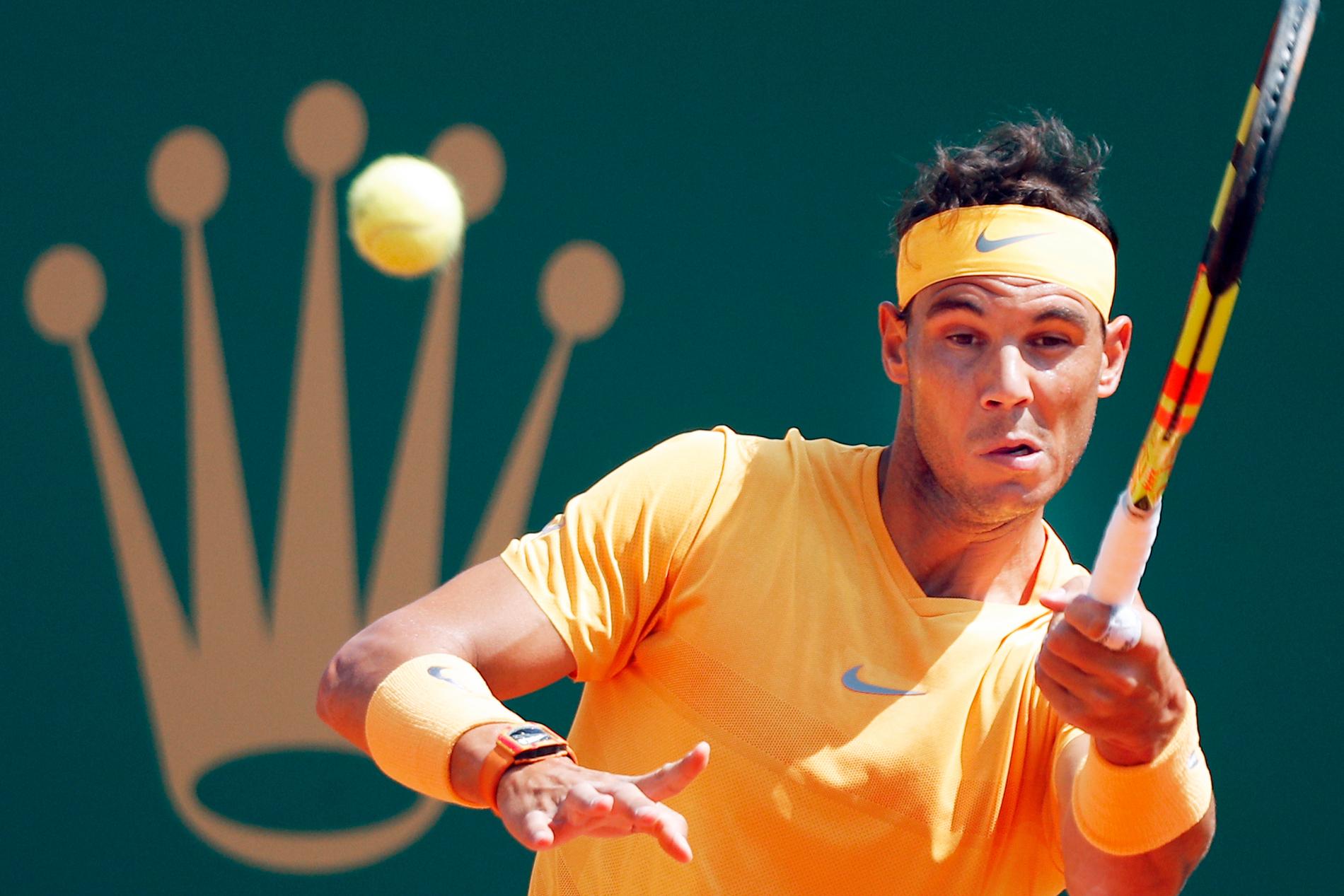 Herrtennisens världsetta Rafael Nadal under Monte Carlos Mastersturnering i Monaco. Arkivbild.