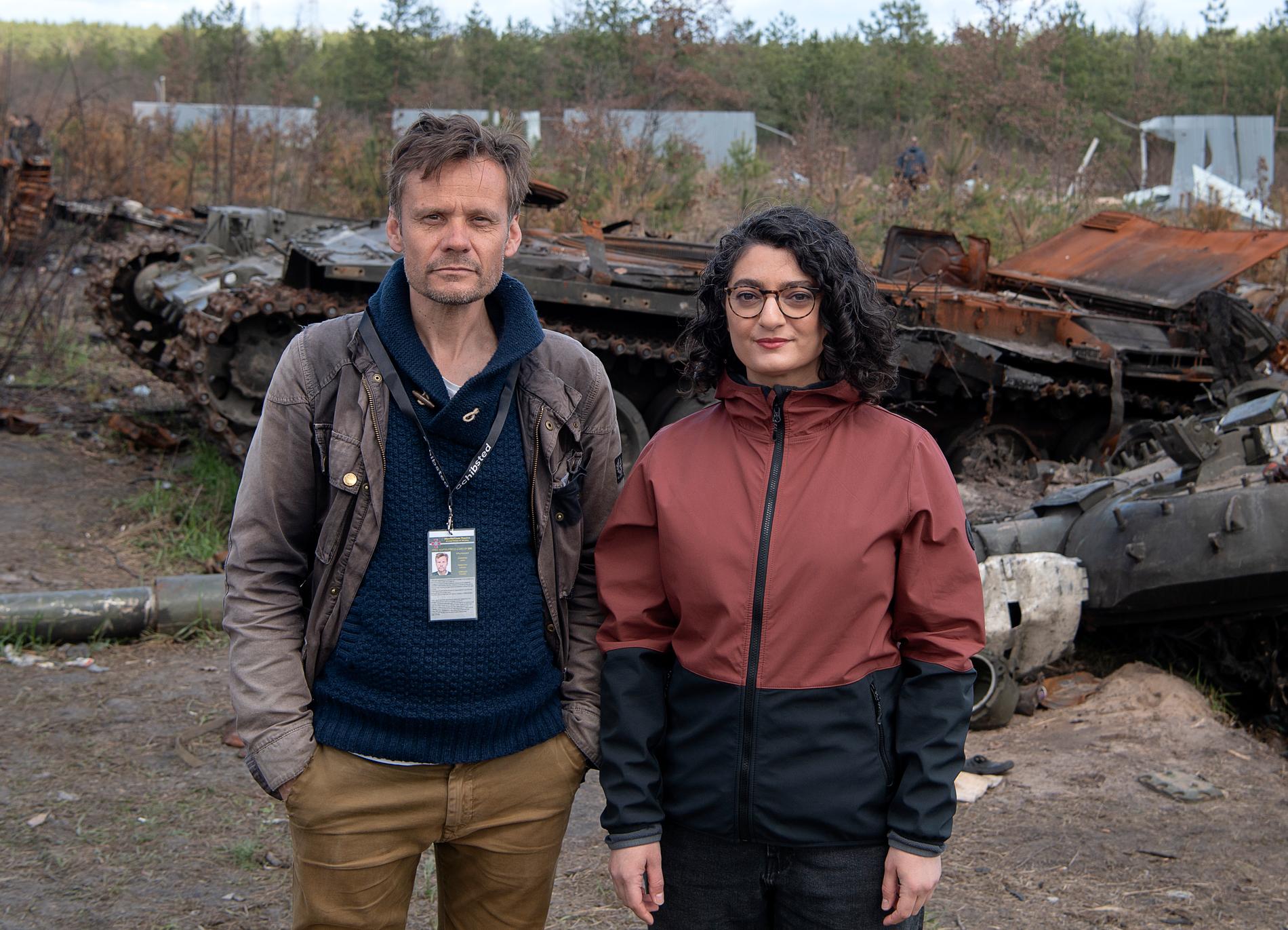 Aftonbladets team i Ukraina: Fotograf Jerker Ivarsson och reporter Nivette Dawod. 