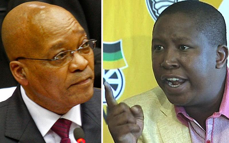 Sydafrikas president Jacob Zuma och Julius Malema, ungdomsledare i ANC, som beskrivs som en uppviglare.