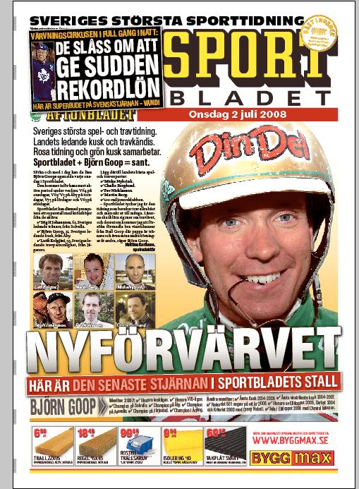 Dagens förstasida i Sportbladet.