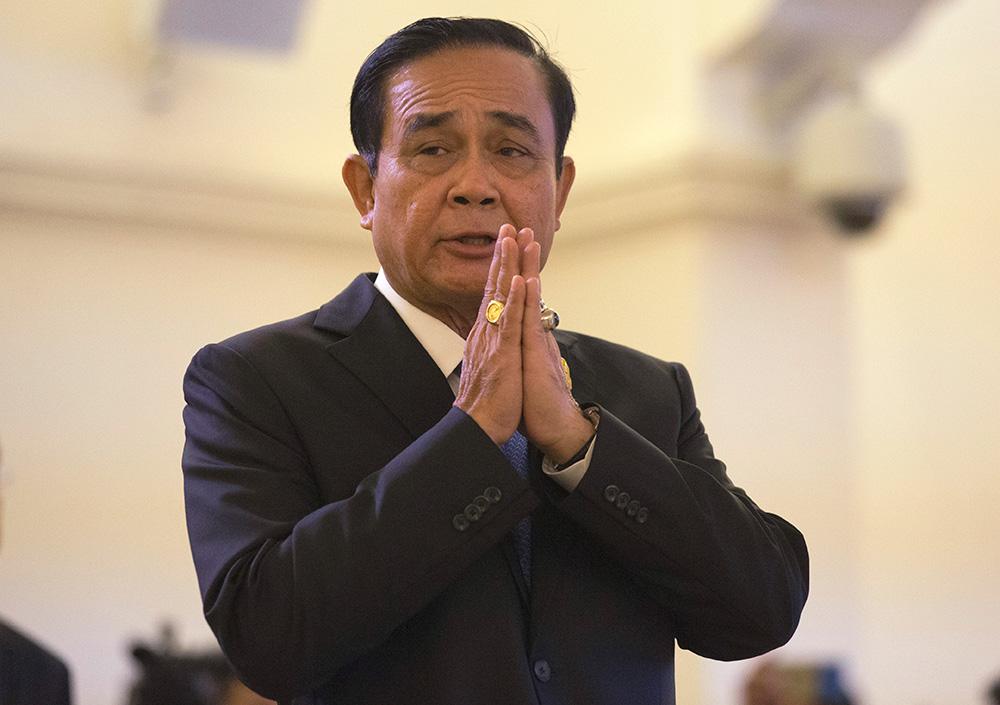 Premiärminister Prayuth Chan-ocha höll en presskonferens om läget i Bangkok i dag.  