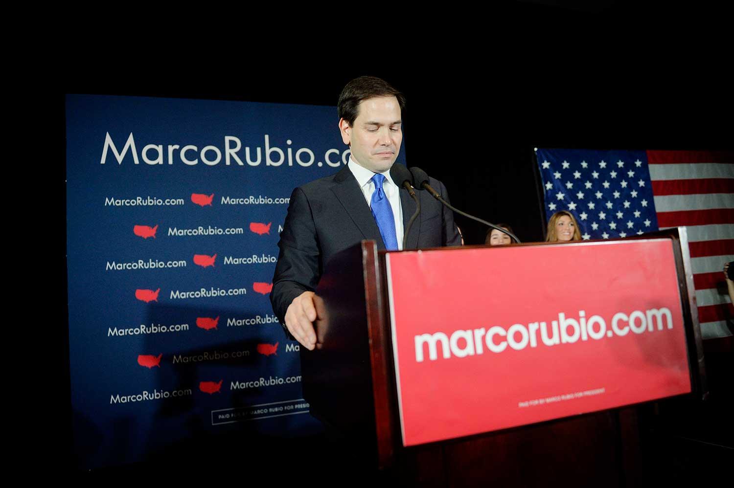 Marco Rubio valtalar i New Hampshire.