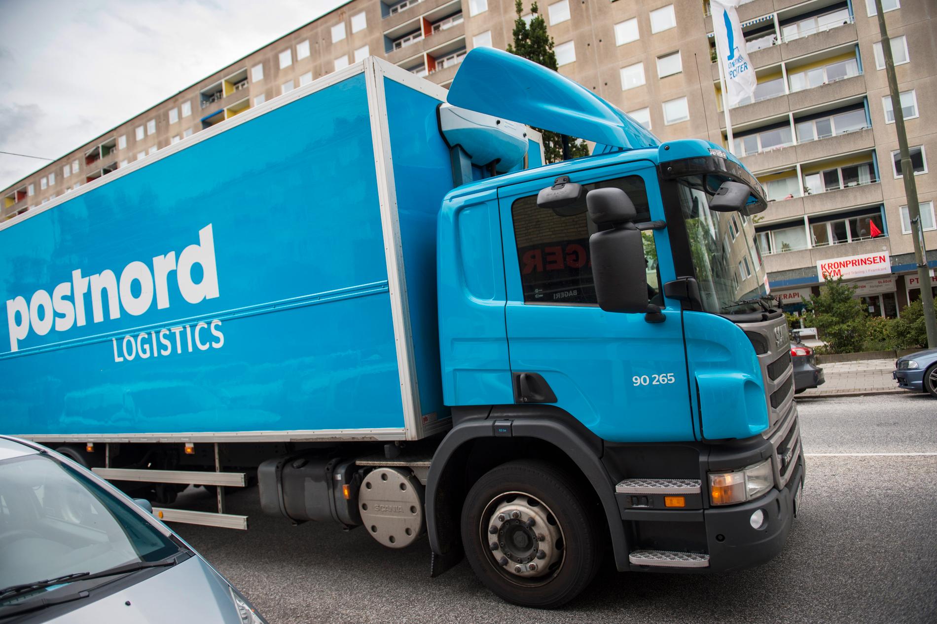 Lastbil från Postnord i Malmö. 