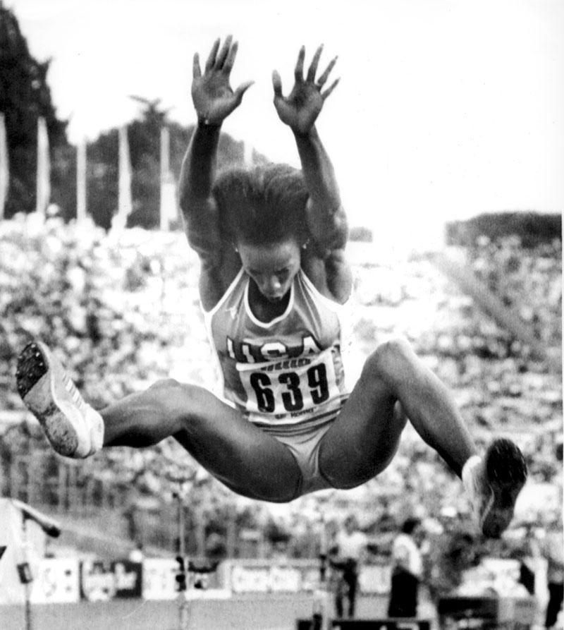 Hoppade långt Jacie Joyner-Kersee i aktion under VM 1987.