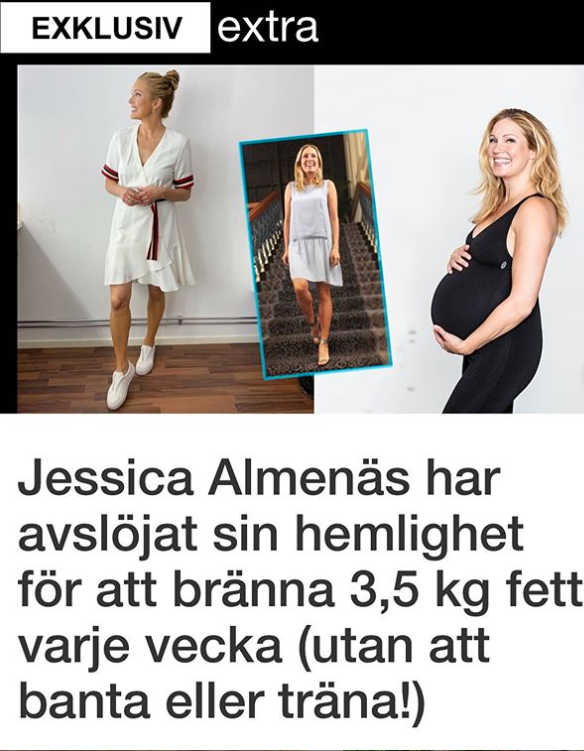 bluffreklamen använder Jessica Almenäs som frontperson mot sin vilja. 