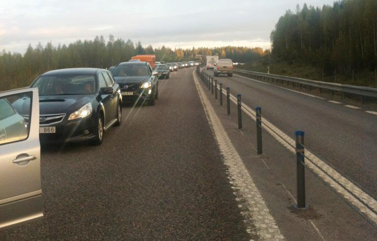 I Sundsvall stod trafiken helt still under en tid.