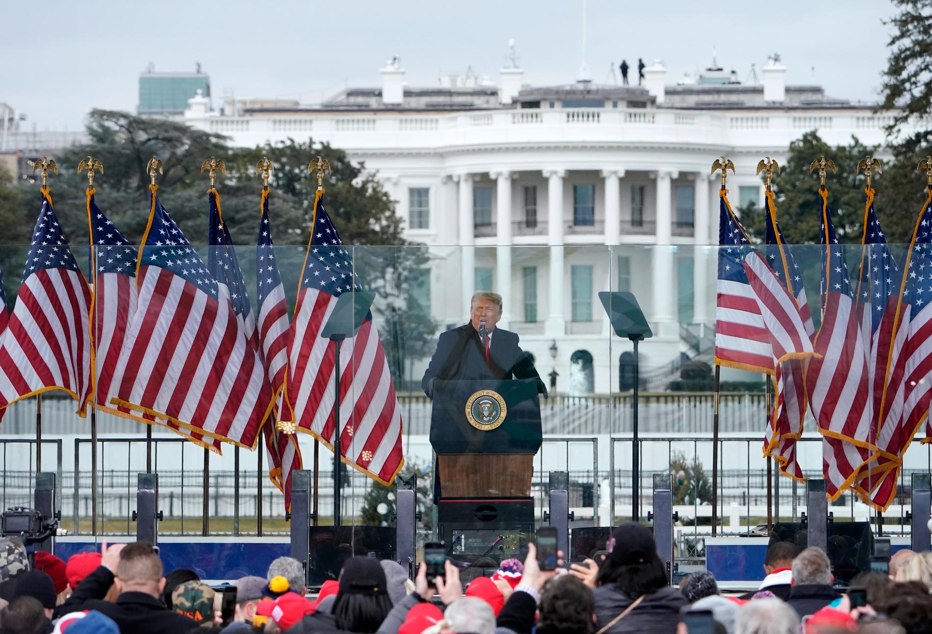 Donald Trump talade inför tiotusentals demonstranter under onsdagen, och fortsatte hävda att han vunnit valet.