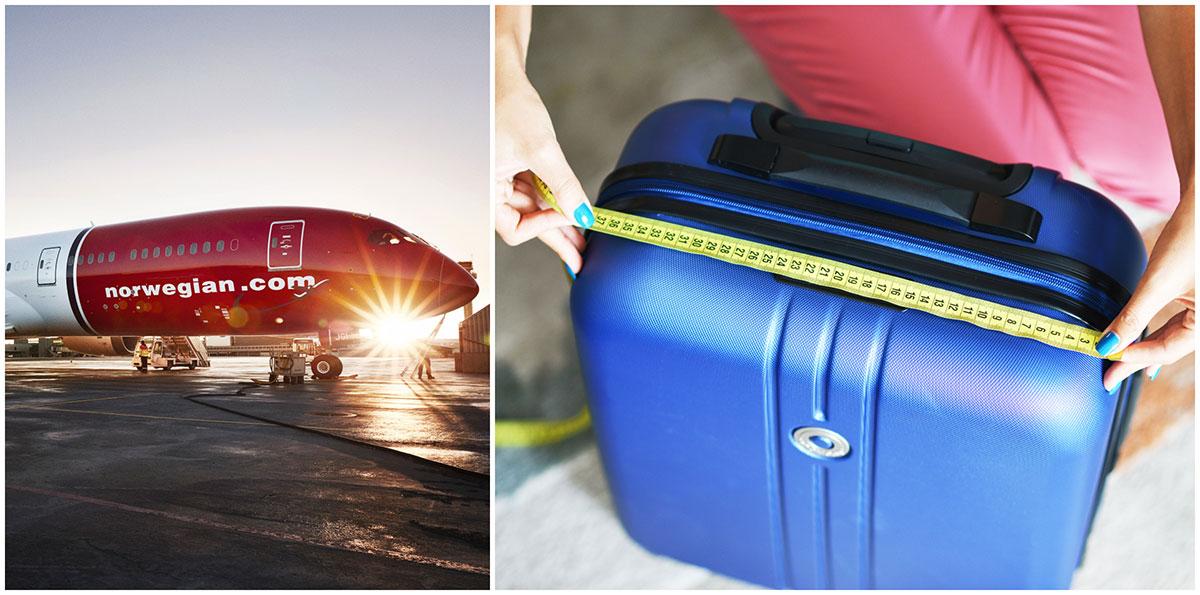 Ditt handbagage får väga max 10 kilo och ha måtten 55 x 40 x 23 cm .