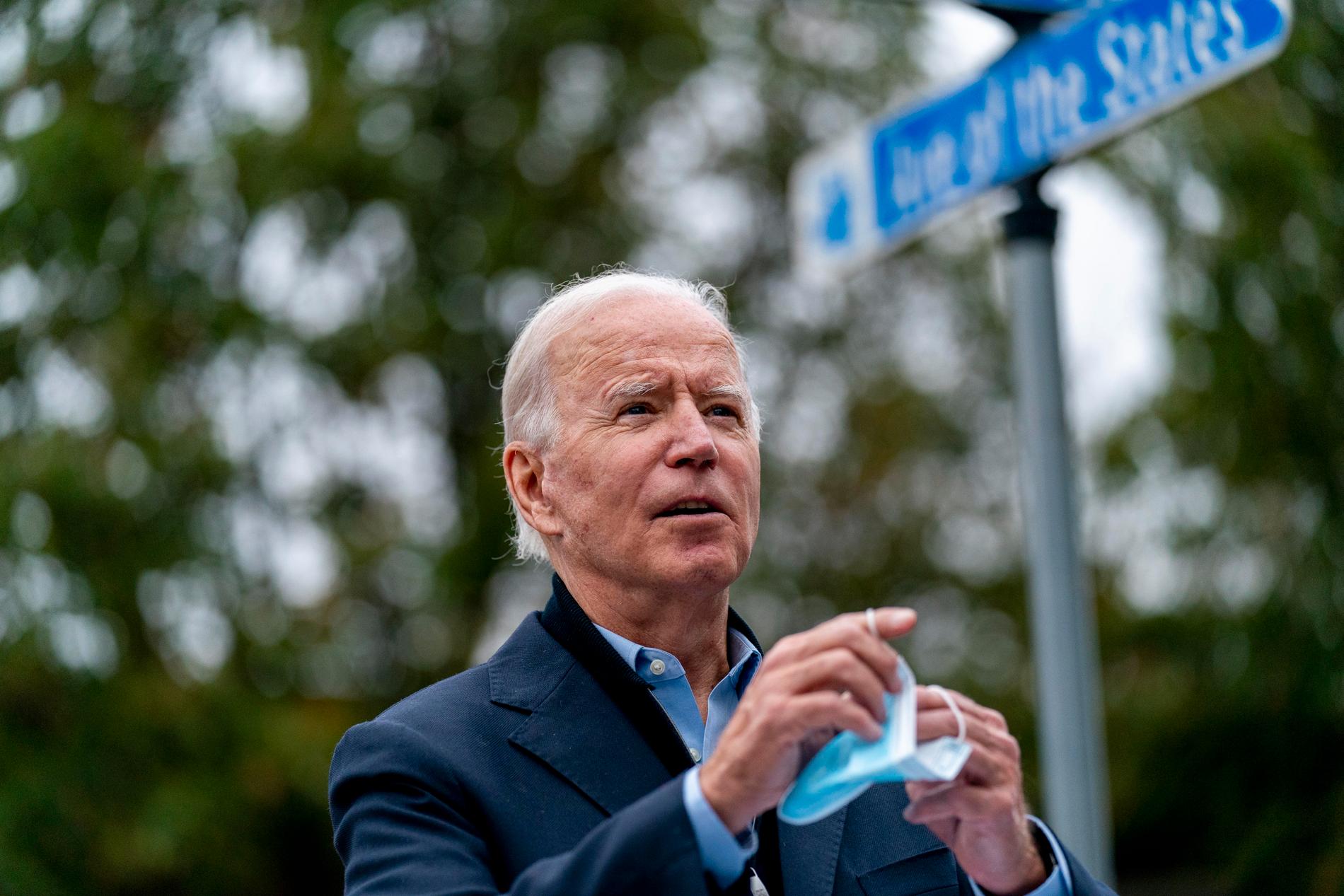 Den demokratiske presidentkandidaten Joe Biden på plats i Chester i Pennsylvania för att fiska röster häromdagen.