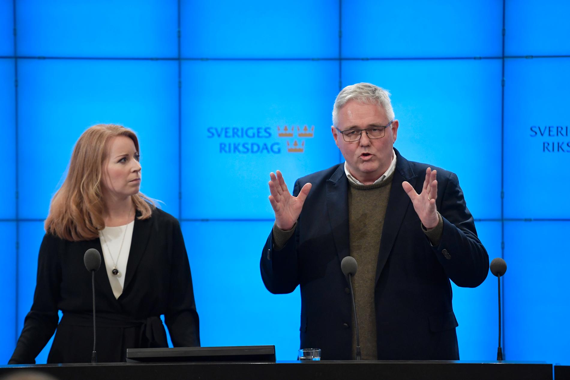 Centerns partiledare Annie Lööf och vårdspolitiske talespersonen Anders W Jonsson.