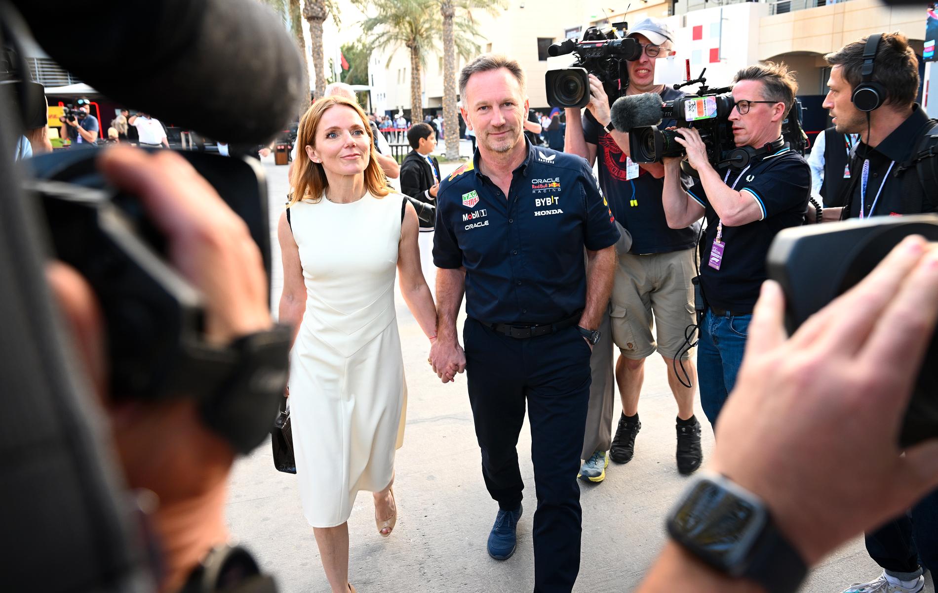 Christian Horner tilsammans med sin fru Geri Halliwell i Bahrain.
