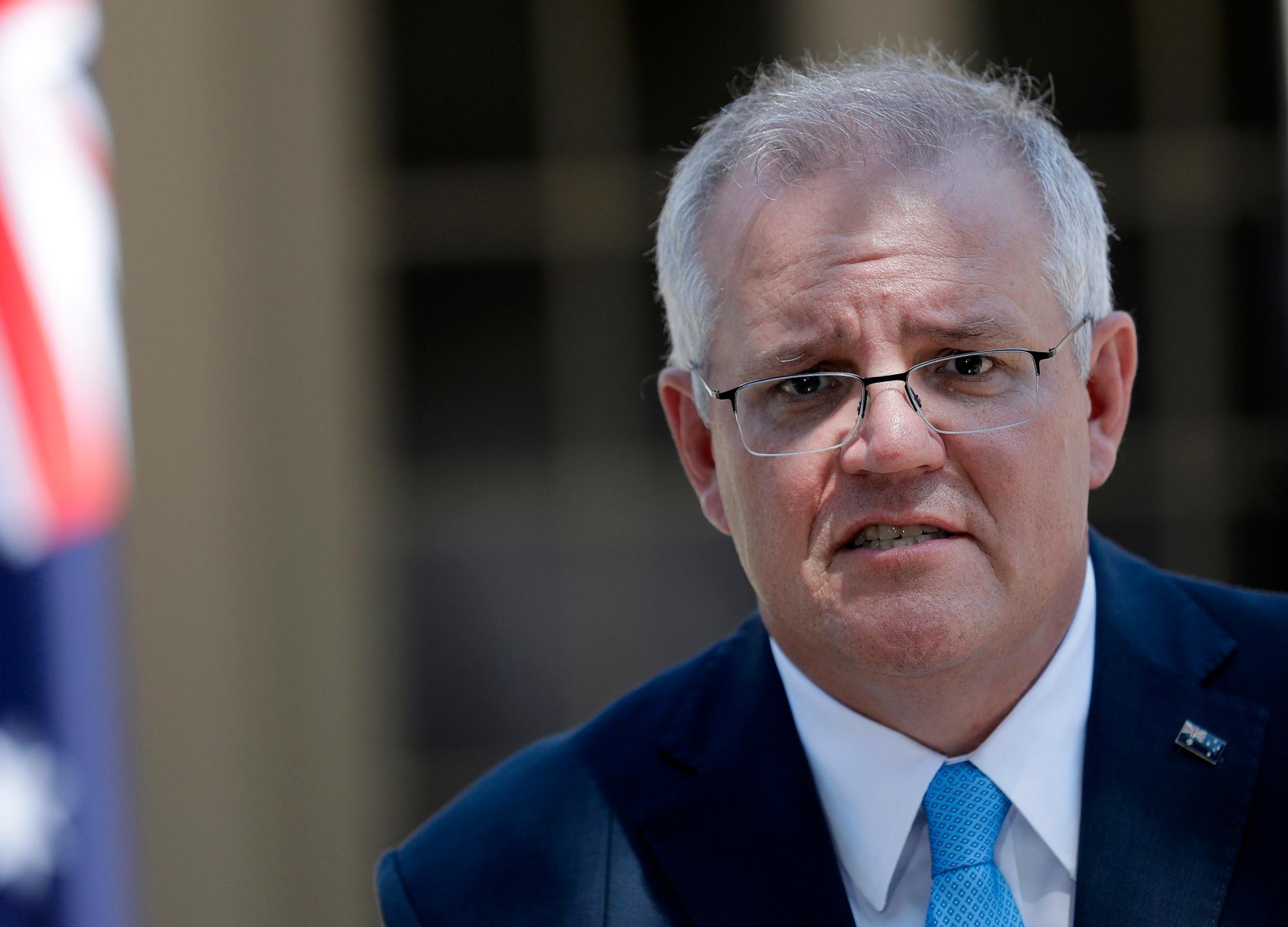 Australiens premiärminister Scott Morrison under en presskonferens på tisdagen om den då inte namngivne Christian Porter.