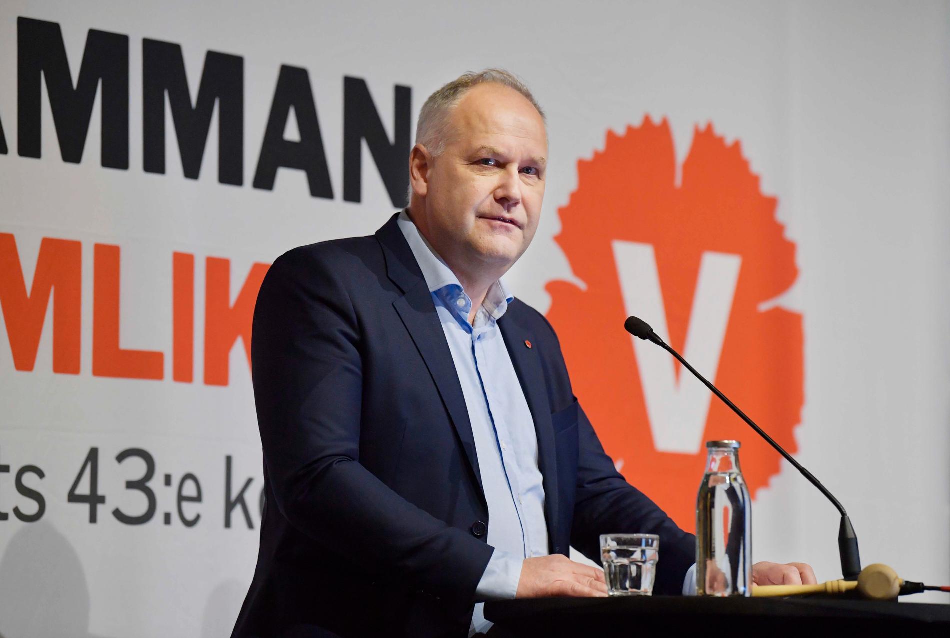 Vänsterpartiets avgående partiledare Jonas Sjöstedt håller tal en sista gång när Vänsterpartiet håller kongress på Hilton hotell i Stockholm.