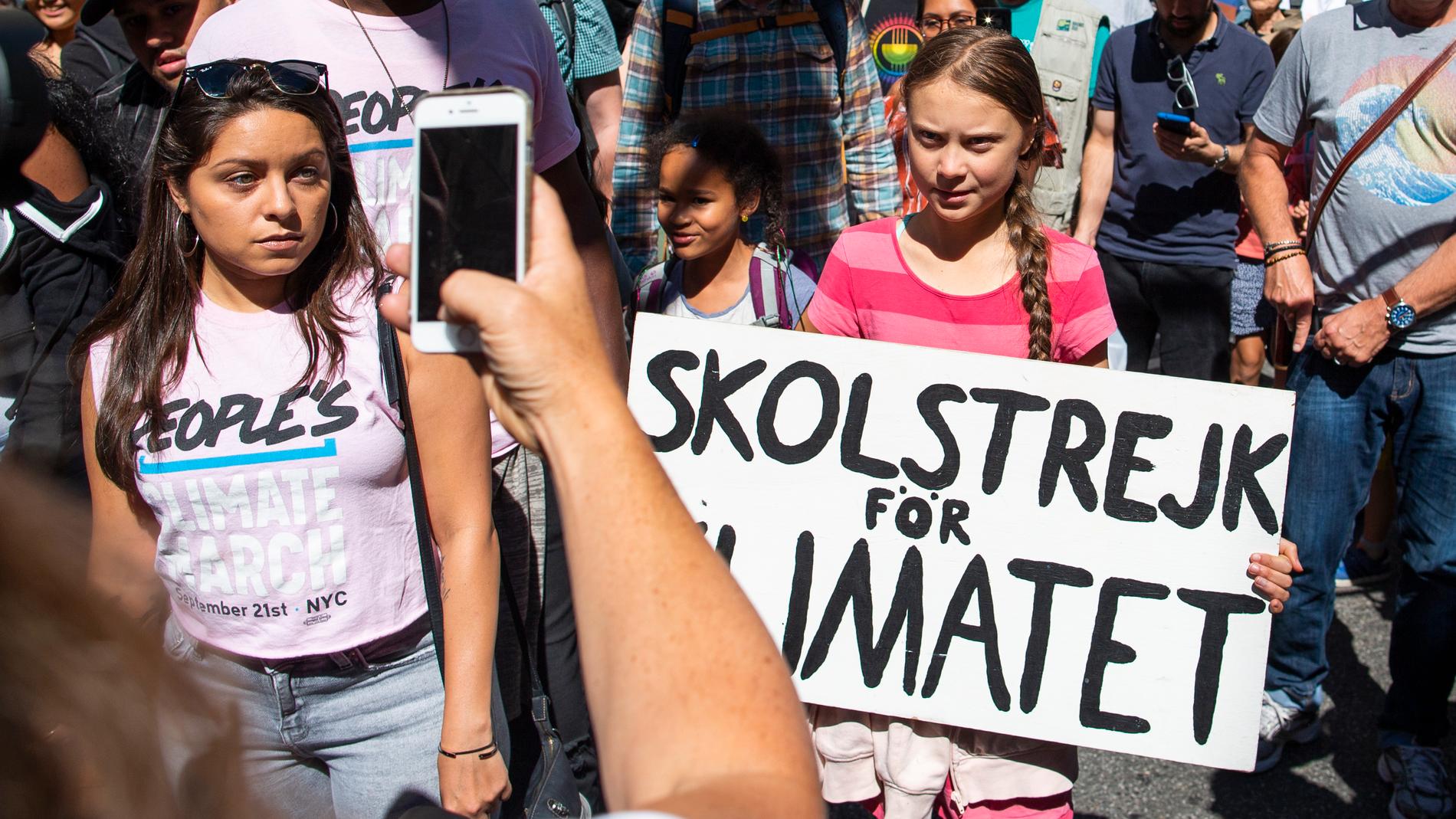 Greta Thunberg är i New York för att delta i klimatdemonstrationer.