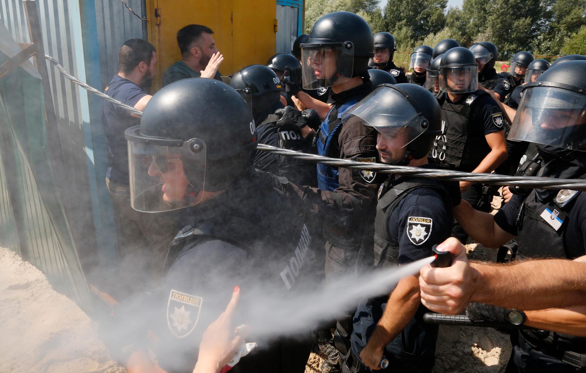 Protester utbröt under måndagen i Ukrainas huvudstad Kiev där sju poliser skadades. Arkivbild.