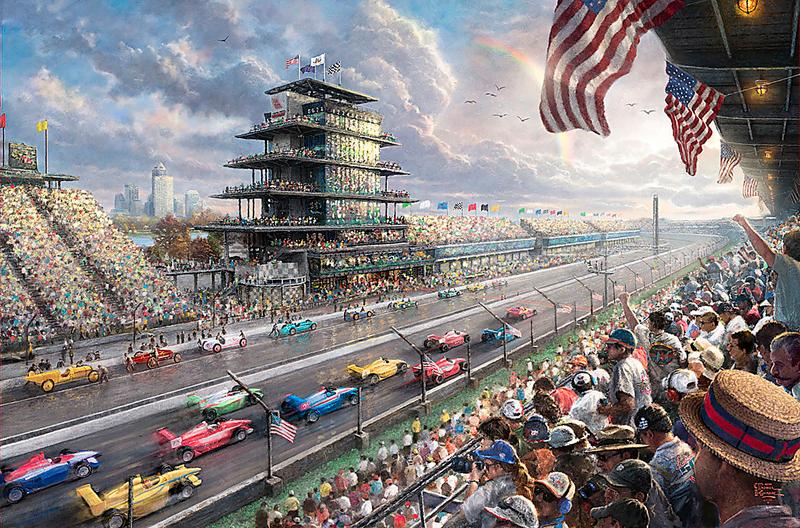 Thomas Kinkade, ”Indy Excitement, 100 Years of Racing at Indianapolis Motor Speedway.” Foto: AP
