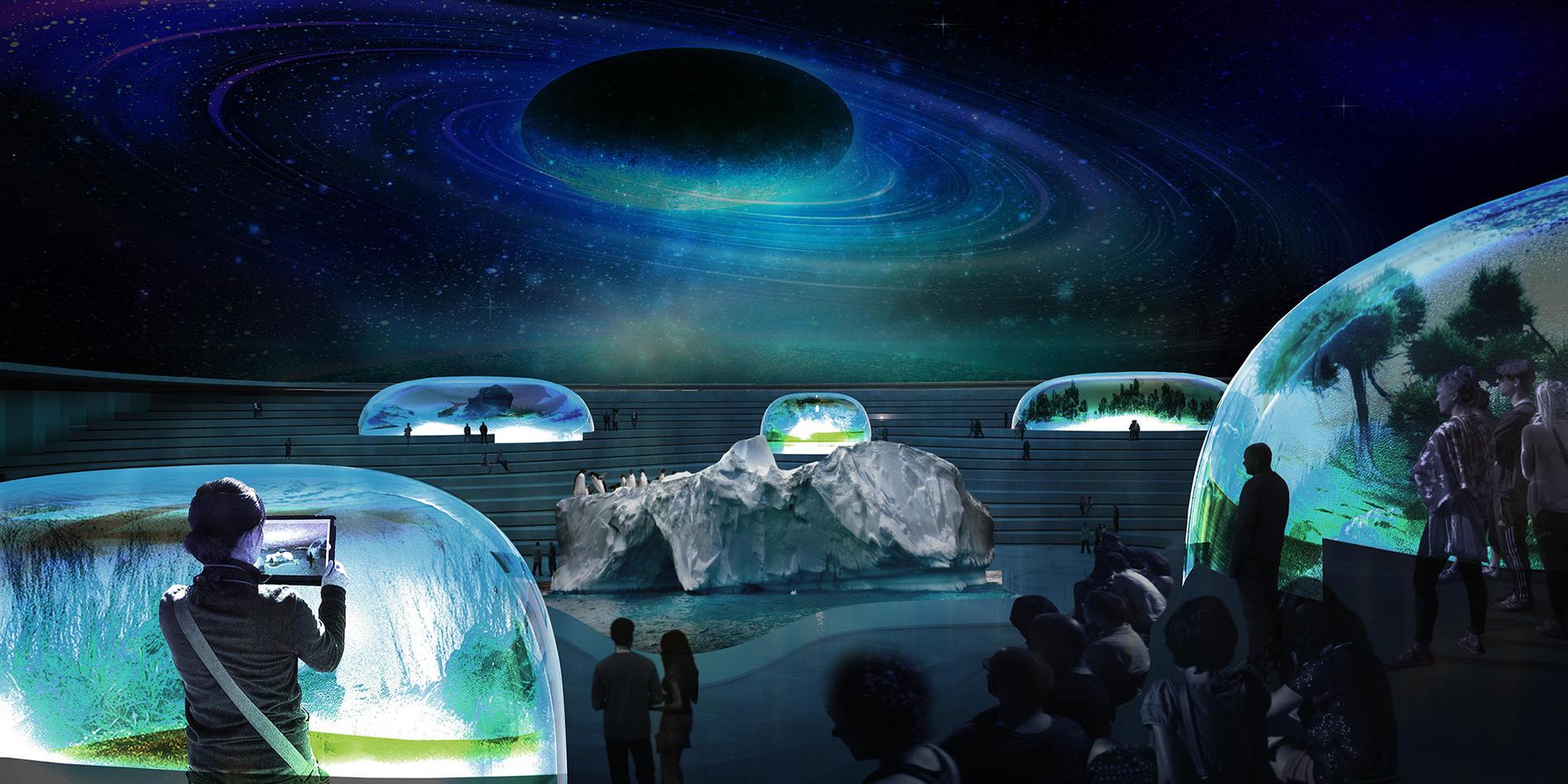 Kvällstid blir akvariet ett planetarium.