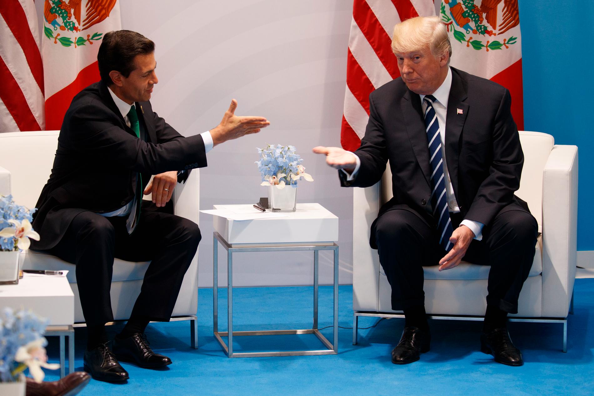 President Nieto och Trump samtalade under mindre hätska former på G20-mötet i Hamburg i juli förra året.
