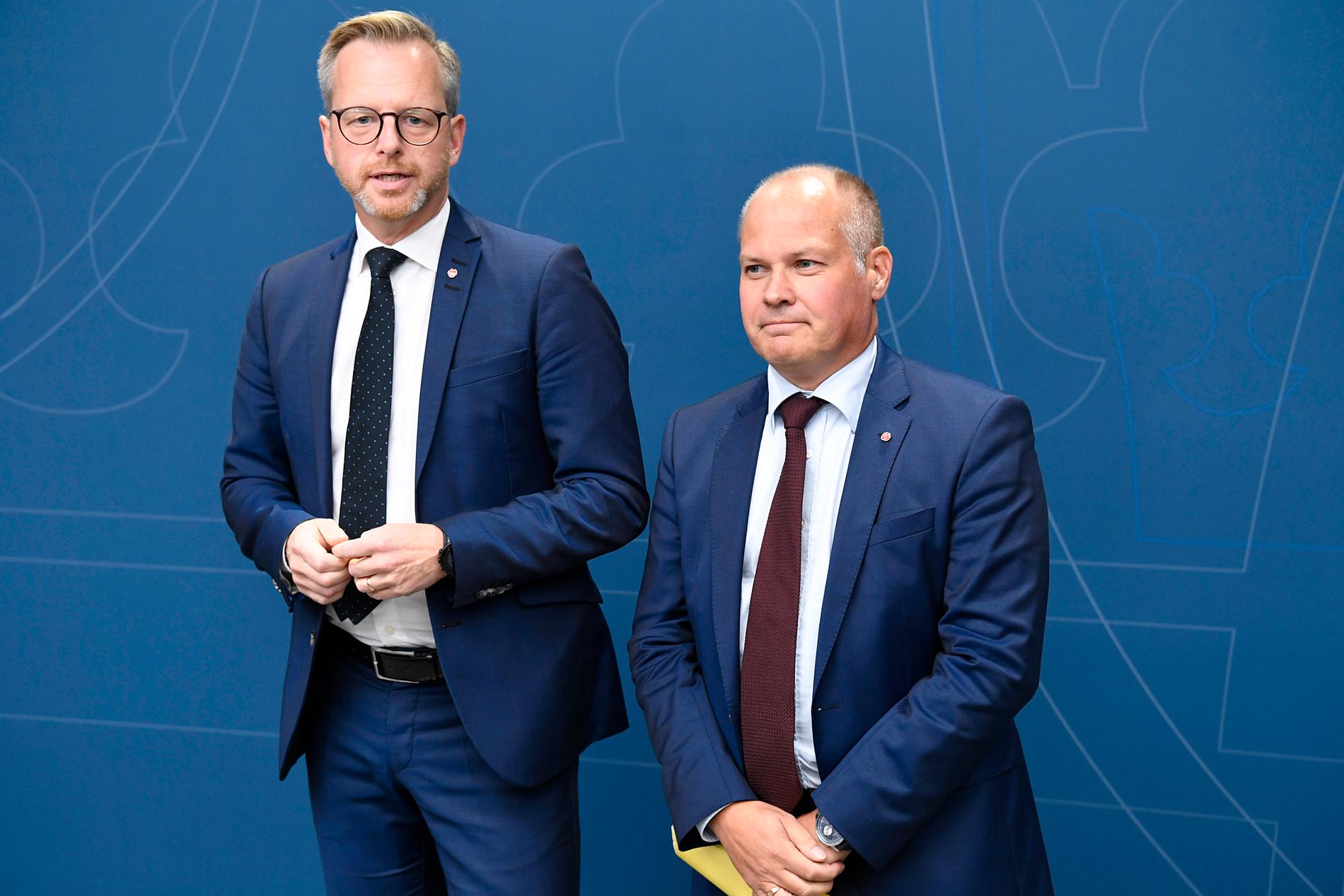 Inrikesminister Mikael Damberg och justitie- och migrationsminister Morgan Johansson.