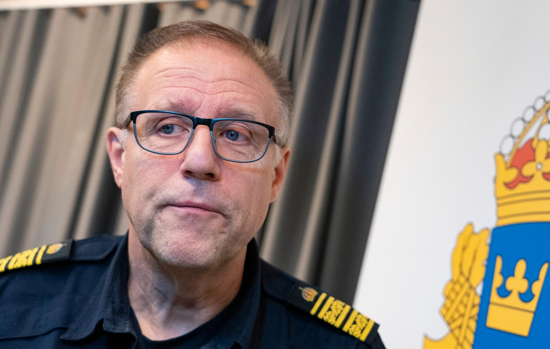  Stefan Sintéus i samband med en pressträff i januari gällande Operation Rimfrost i polisens region Syd.
