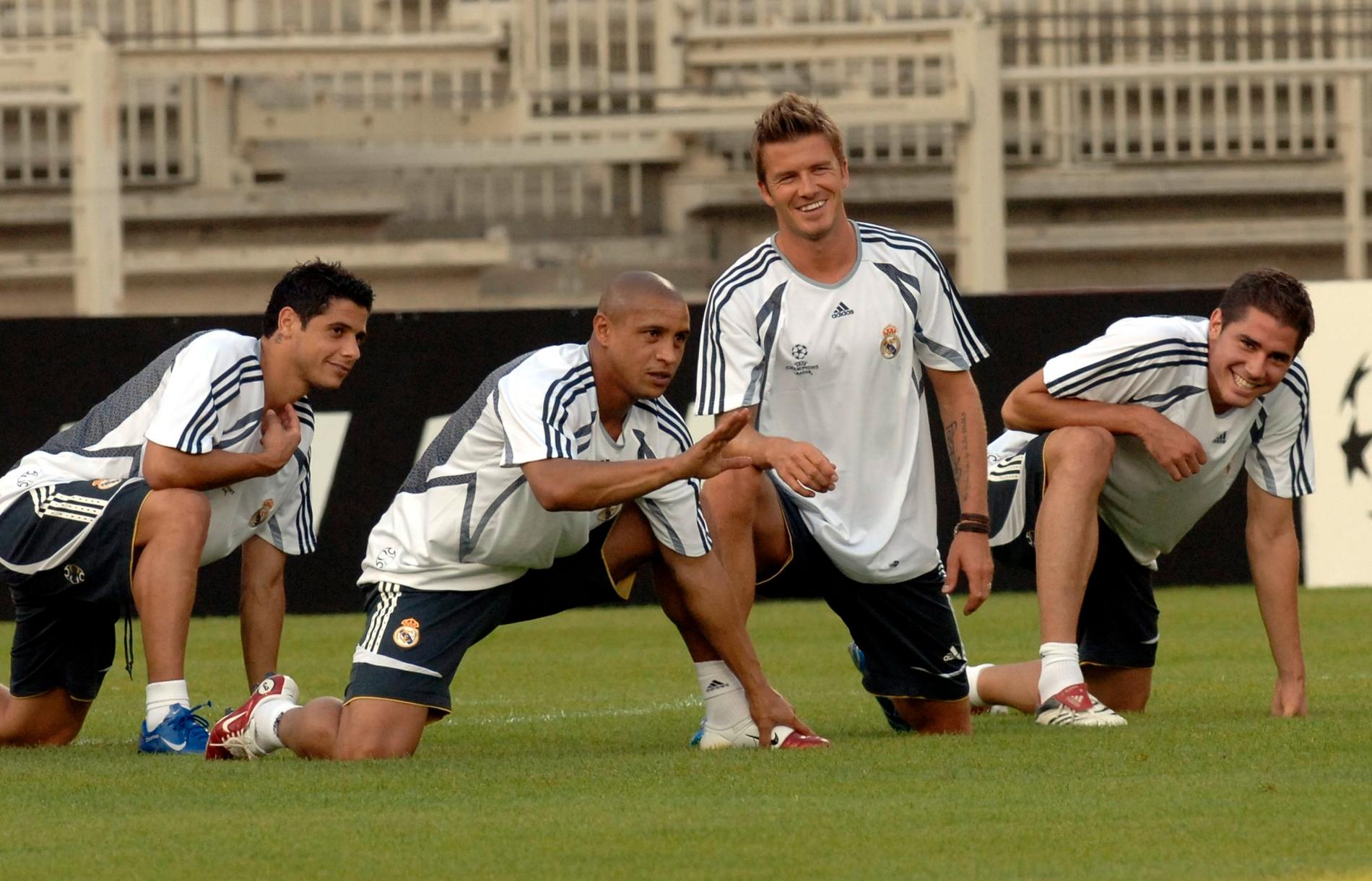 Cicinho, Roberto Carlos, David Beckham och Francisco Javier Garcia 2006. 