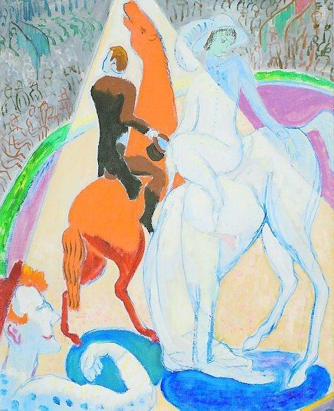 Isaac Grünewald: Den röda och den vita hästen (1918). Privat ägo.