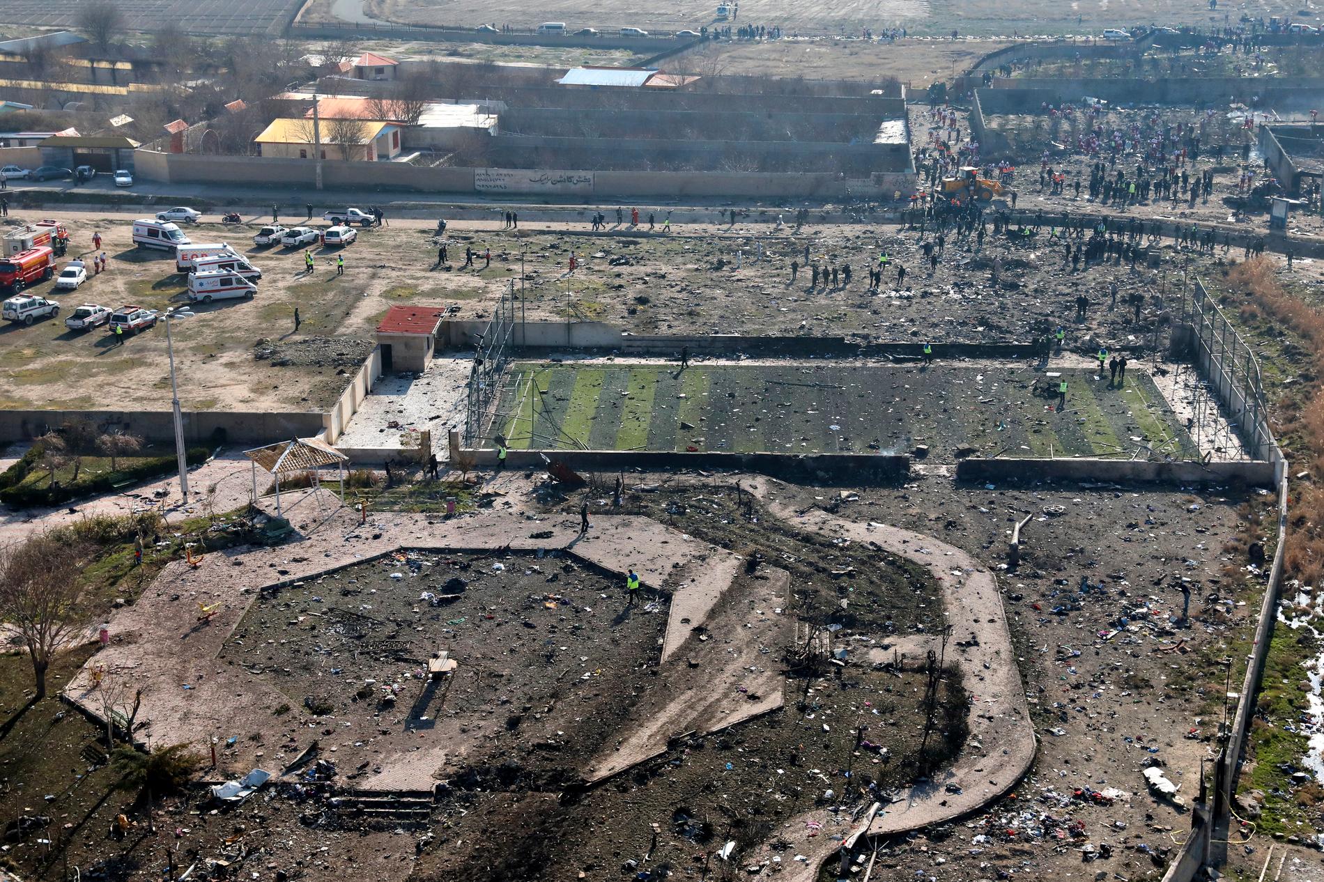 Bilden visar den plats utanför Teheran där det ukrainska passagerarplanet kraschade den 8 januari.