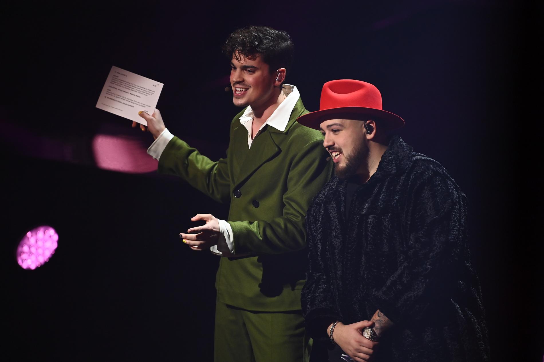 Oscar Zia och Anis Don Demina gör artistvykorten i andra deltävlingen i Melodifestivalen 2021.
