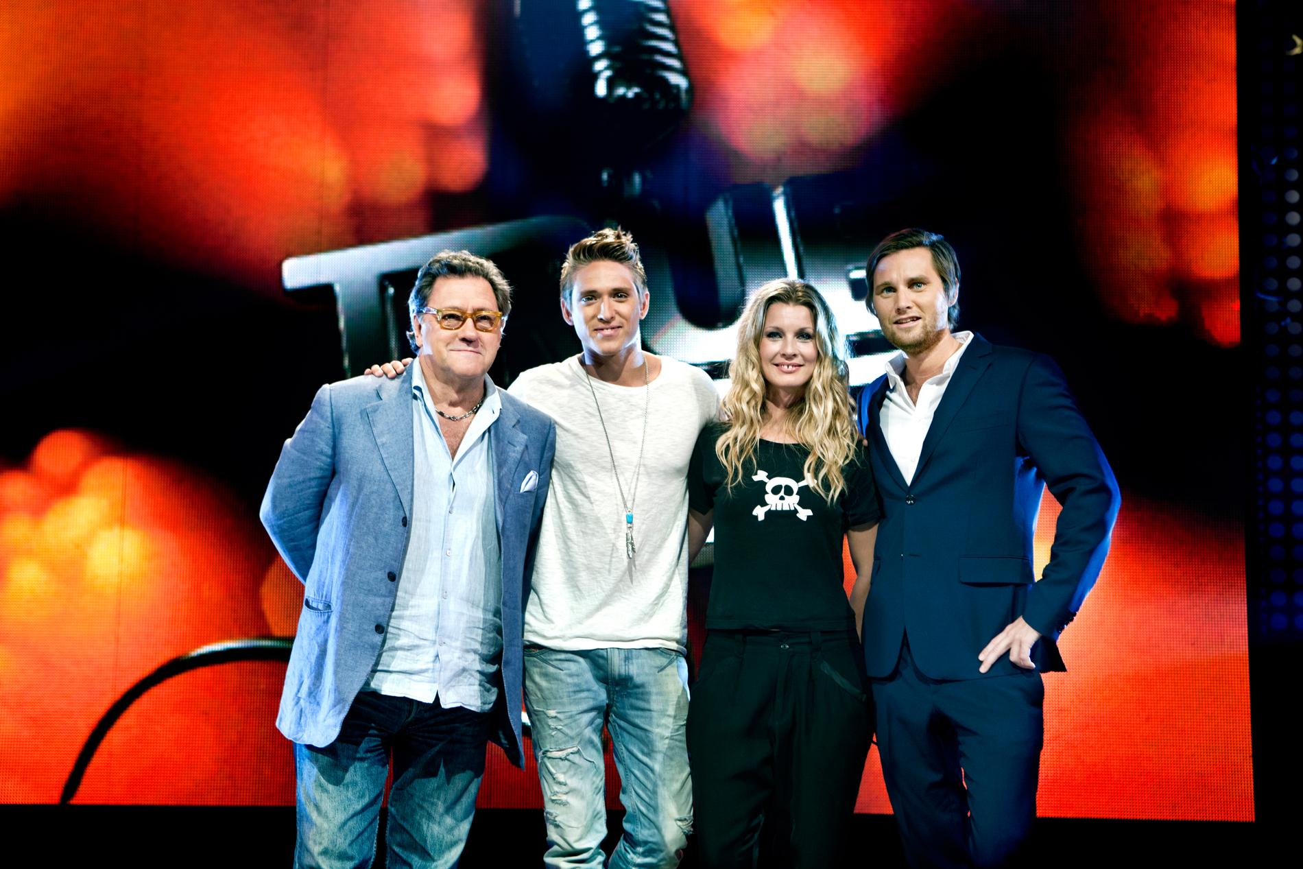 Tommy Körberg, Danny Saucedo och Pernilla Andersson och Ola Selmén i ”True talent”.