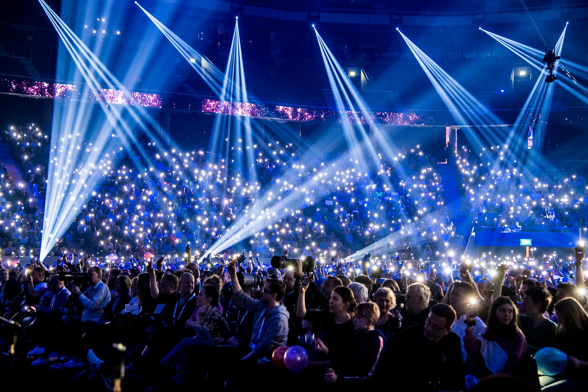 Finalen av Melodifestivalen i mars 2020, ett av de sista stora publikevenemangen innan coronarestriktioner infördes i Sverige första gången.
