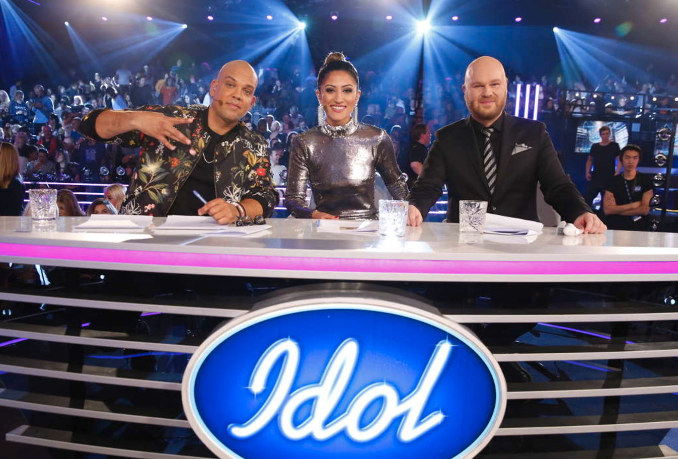 ”Idol”-juryn med Quincy Jones III, Nikki Amini och Fredrik Kempe.