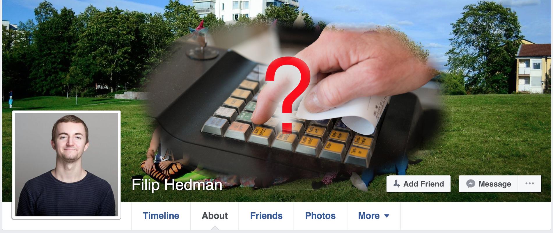 Filip Hedman från Uppsala säljer annonsplats på sin Facebooksida.