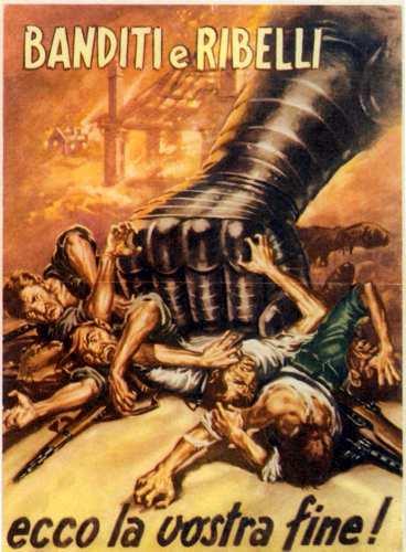 Mussolinis rumpstat 1944. "Banditer och rebeller så kommer ni att sluta!"