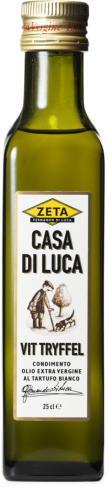 Ingen tryffel i oljan Trots att Casa di Luca (Zeta) har en tryffelhund på etiketten innehåller oljan ingen tryffel.