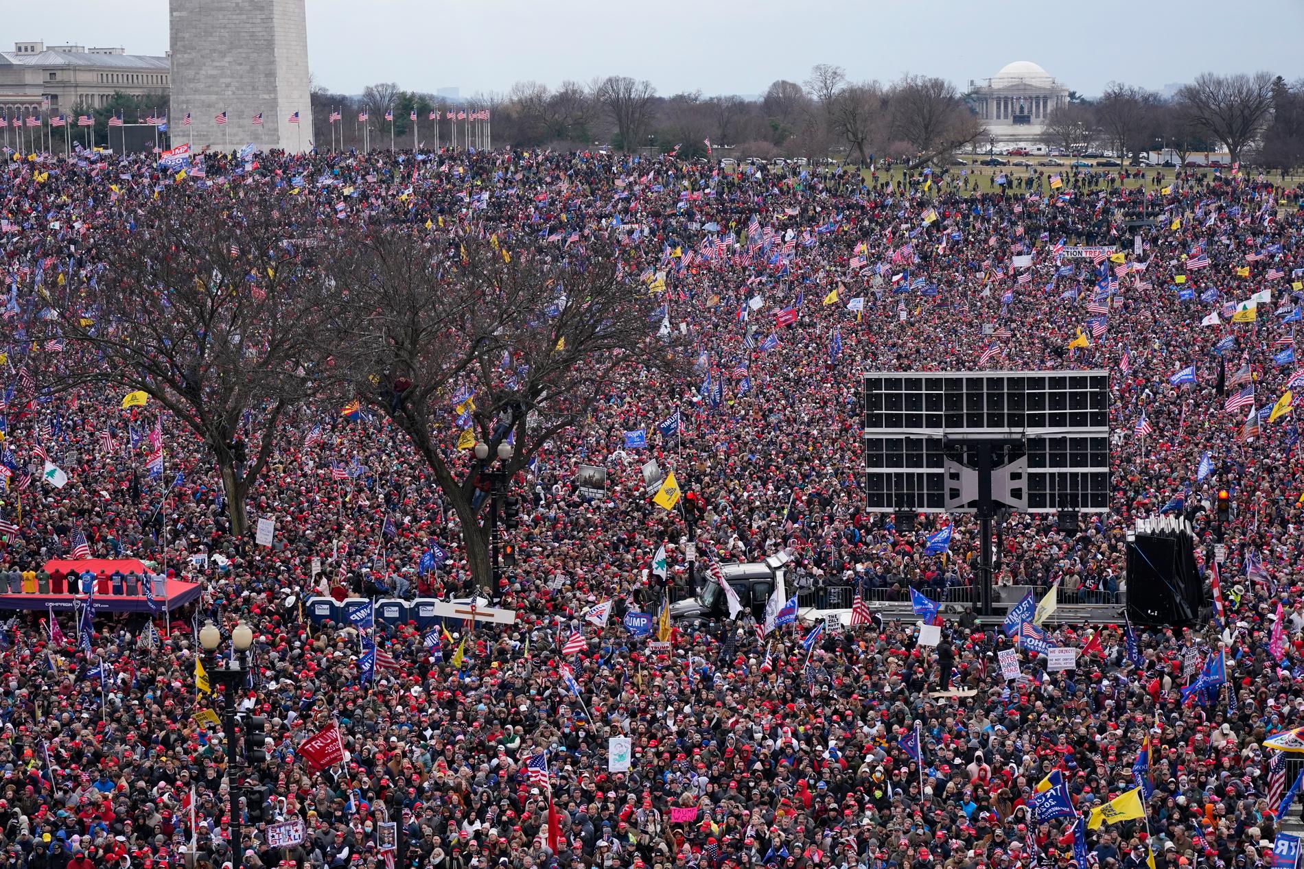 Tiotusentals människor har anslutit till demonstrationen i Washington DC till stöd för USA:s sittande president Donald Trump.