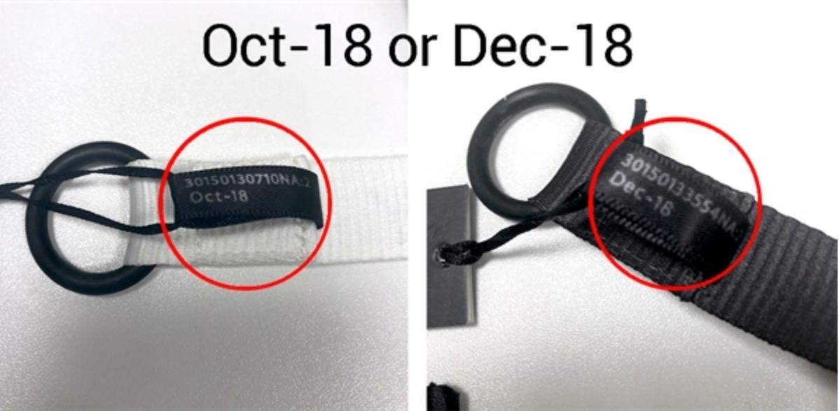 Är napphållaren märkt med ”Dec-18" eller "Oct-18" berörs den av återkallelsen. 