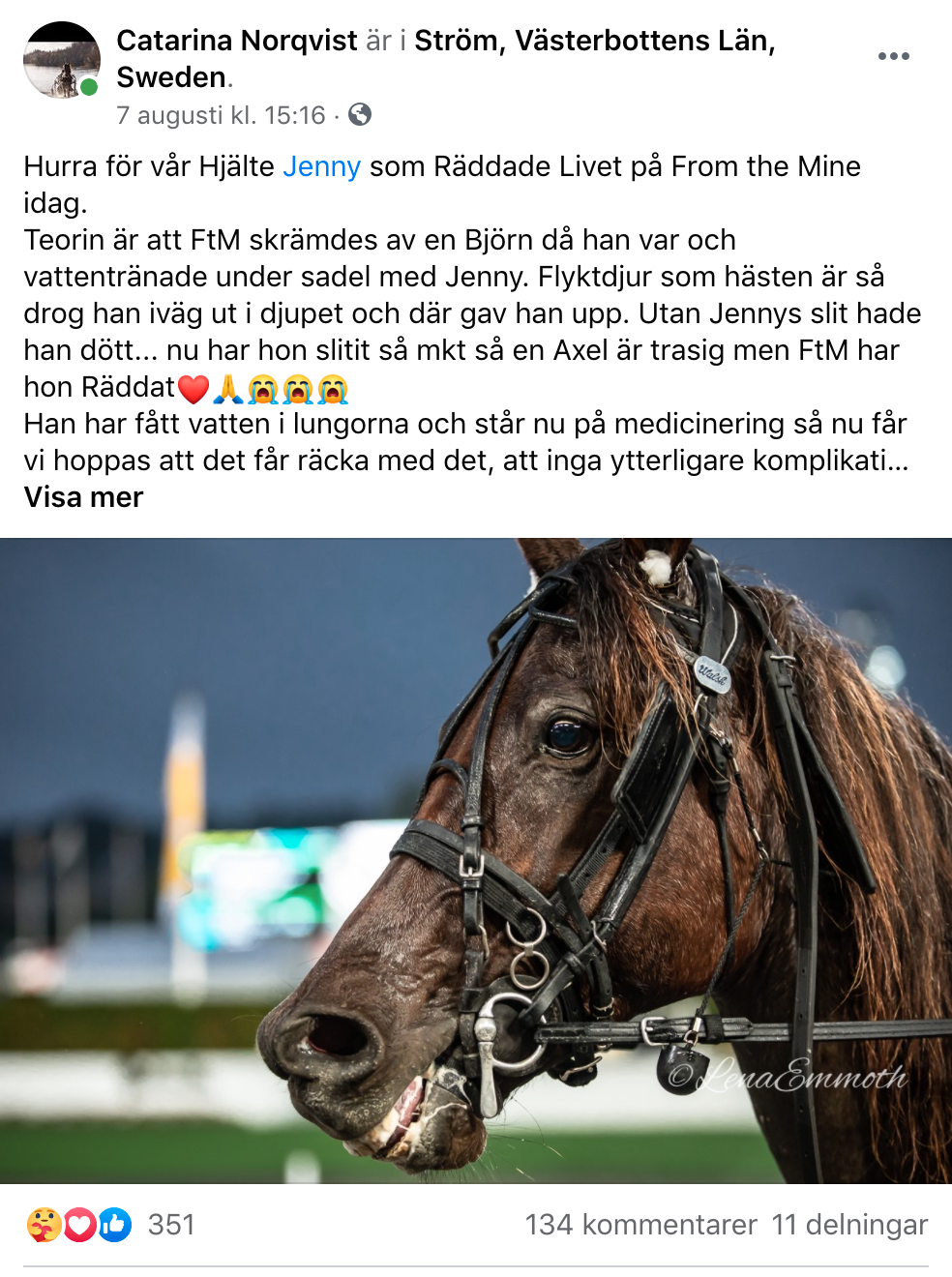Tränaren hyllar Jenny Söderholm i ett inlägg på sin Facebook-sida. 