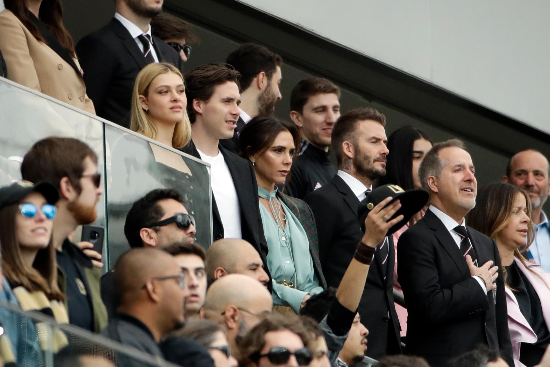Familjen Beckham under Inter FC:s match mot Los Angeles FC. 