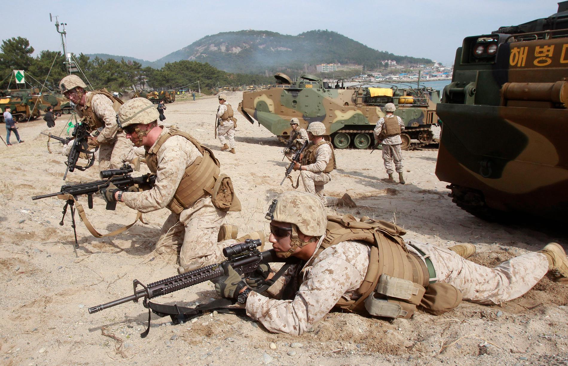 Amerikanska soldater i en gemensam övning med Sydkorea i Pohang, Sydkorea, 2014.
