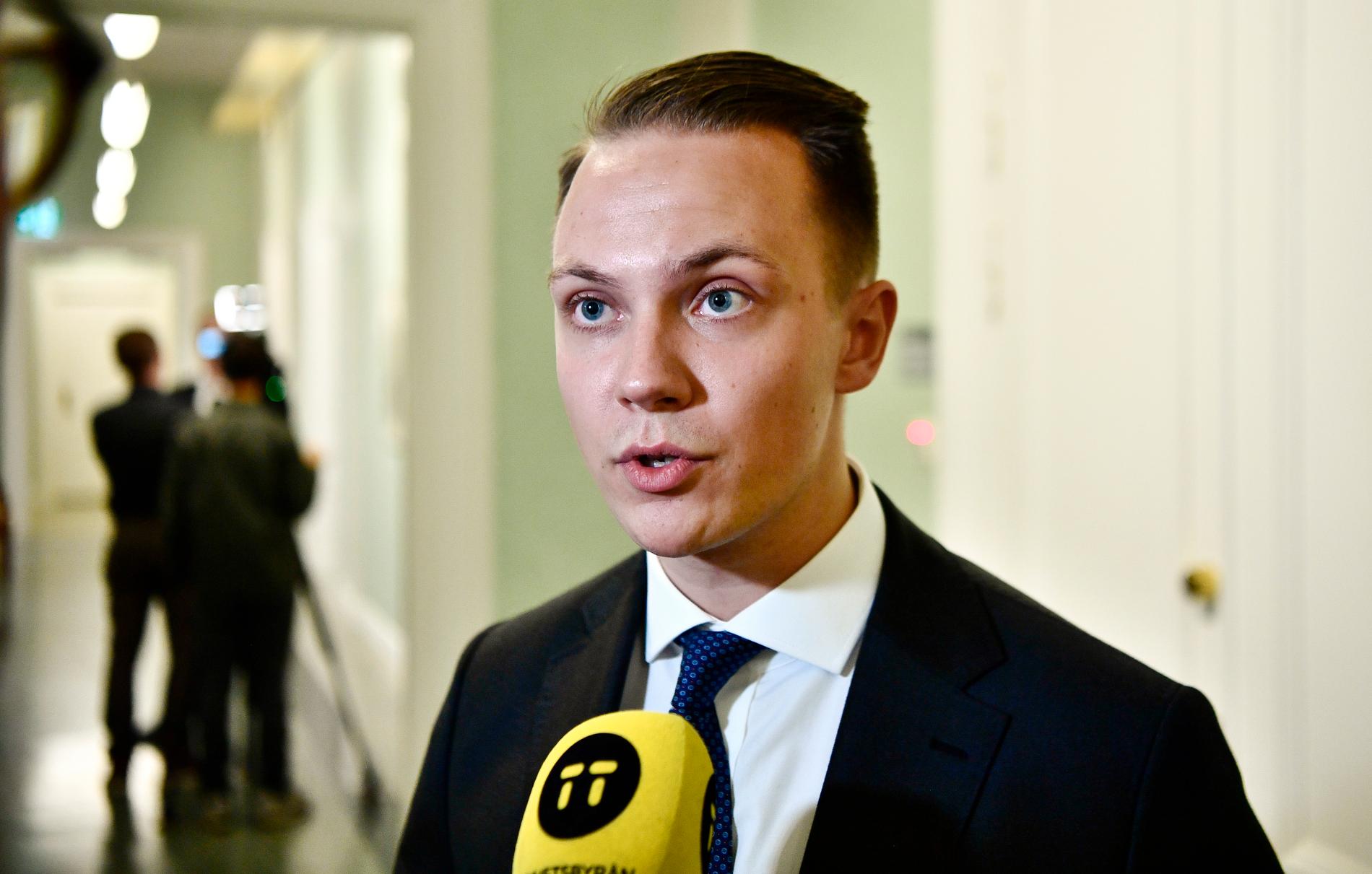 Tobias Andersson (SD) ledamot i riksdagens näringsutskott. Arkivbild.