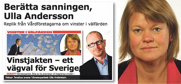 Ulla Andersson svarar Håkan Tenelius, Vårdföretagarna.