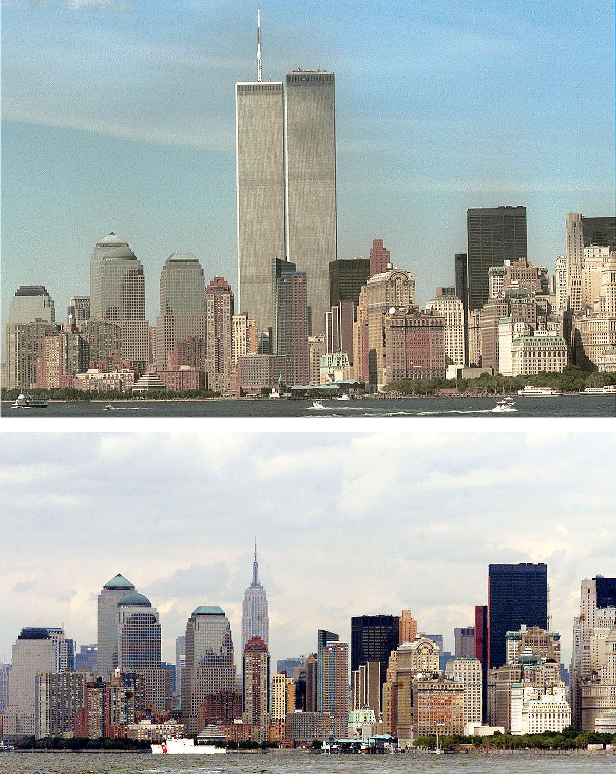 FÖRE OCH EFTER Det är inte bara New Yorks stadssiluett som har förändrats: tio år efter attackerna mot World Trade Center lever vi med två motstridiga bilder av USA.