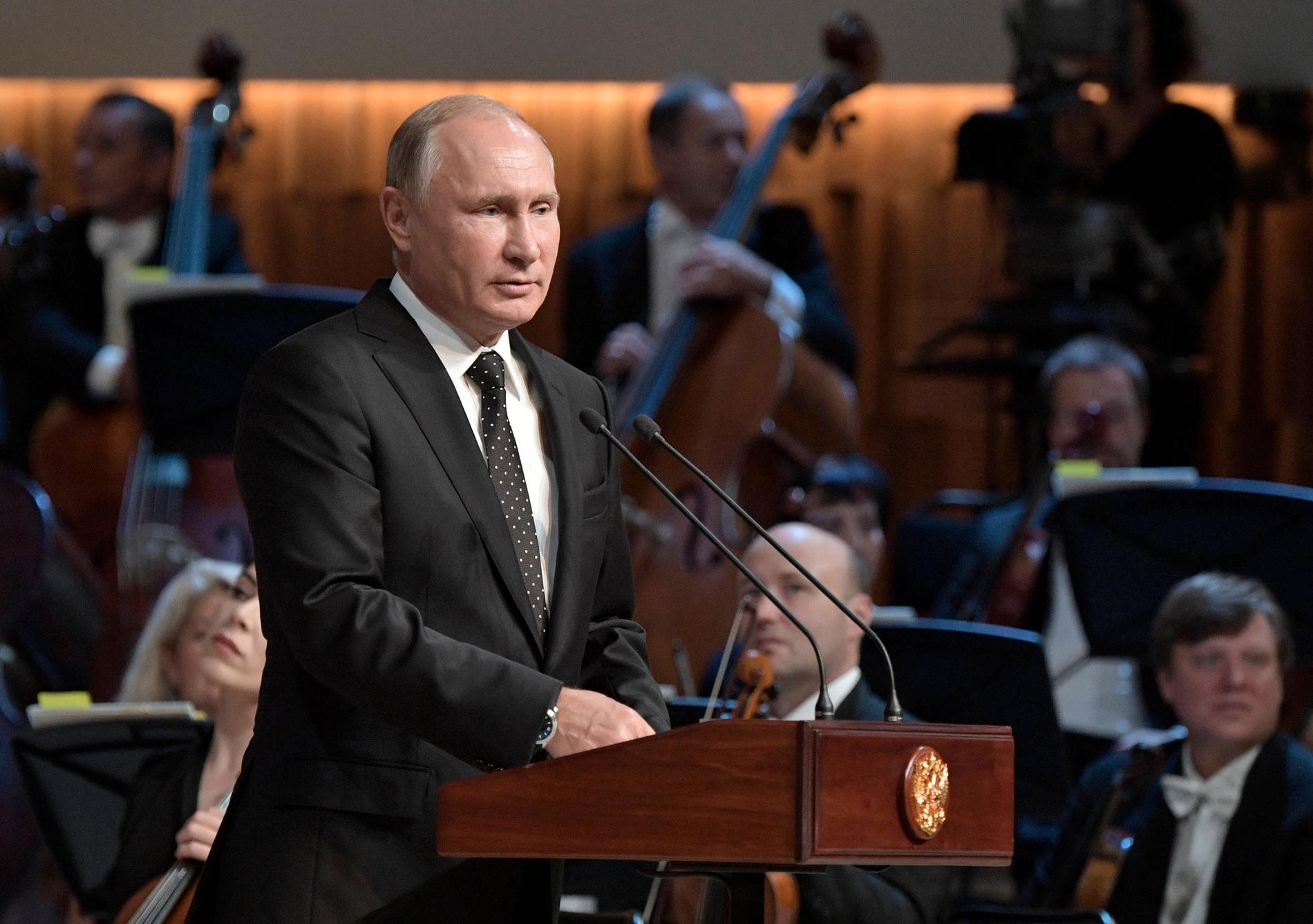 Rysslands president Vladimir Putin talar i Moskva under helgen.