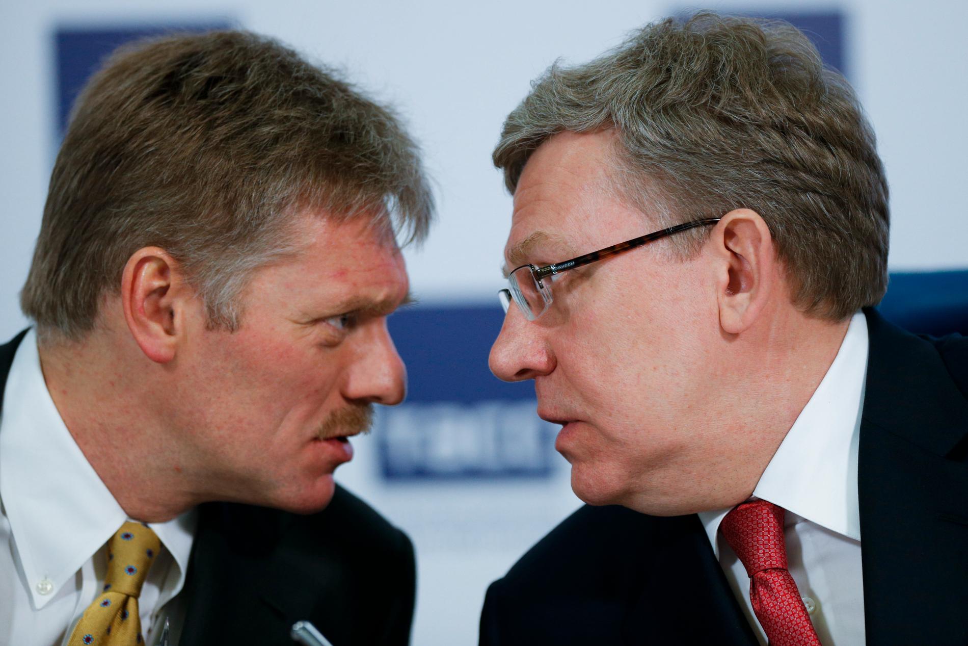 Dimitrj Peskov och Ryssland fd finansminister Alexei Kudrin.