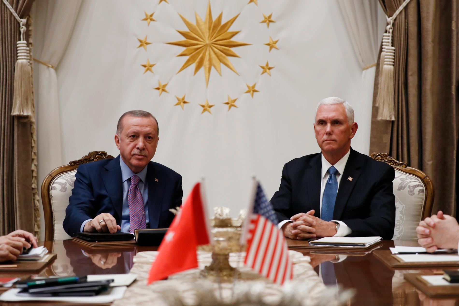 Mike Pence och Recep Tayyip Erdogan.