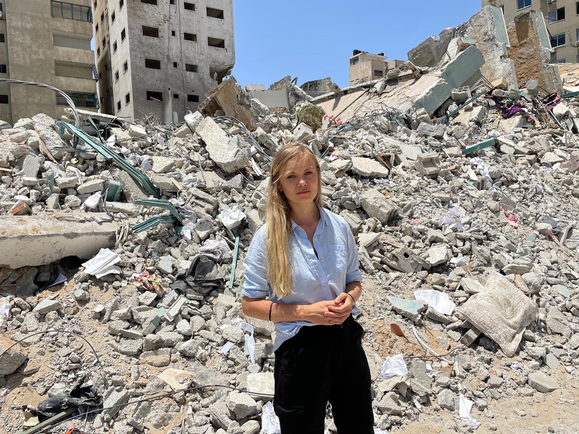 Emelie Svensson, i Gaza 2021. 