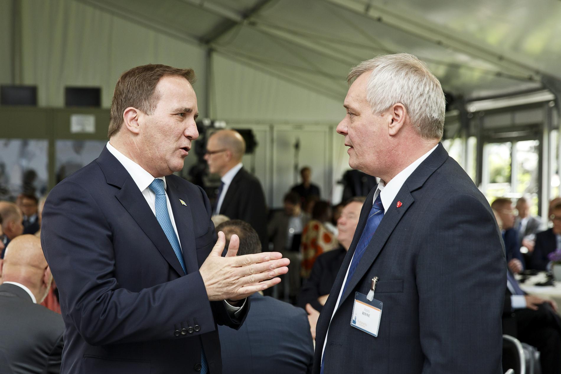 Sveriges statsminister Stefan Löfven och de  finska socialdemokraternas ledare Antti Rinne.