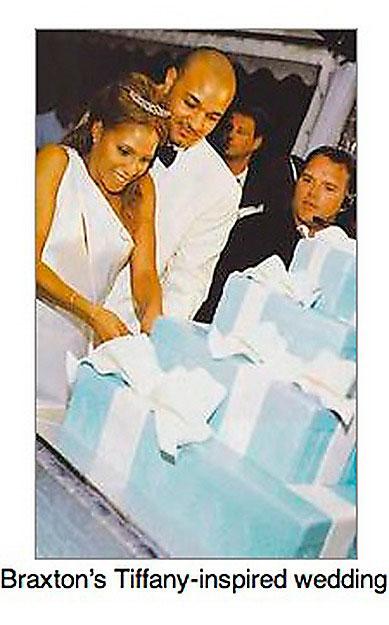 Tiffany’s-tema på Toni Braxtons och Keri Lewis bröllop, till och med på bröllopstårtan.